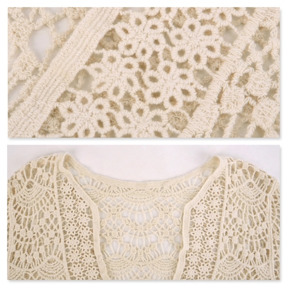 Crochet Beach Cover Up Deep V Neck Dress - Picture 5 of 16